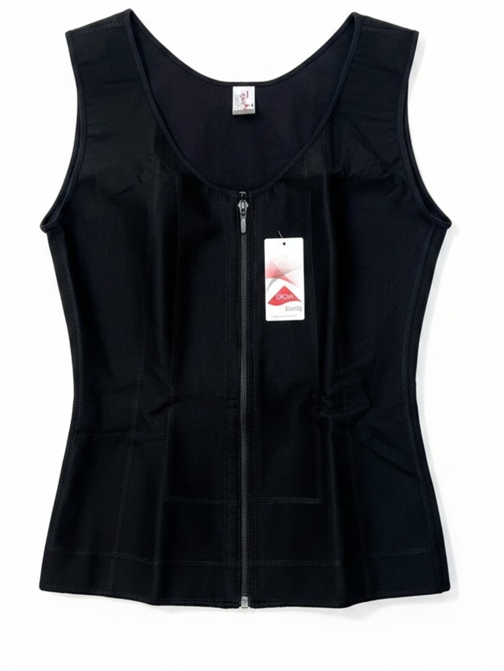 Fajas Tee Colombian Compression Vest Shapewear XL Black NWT Front Zip Hook & Eye